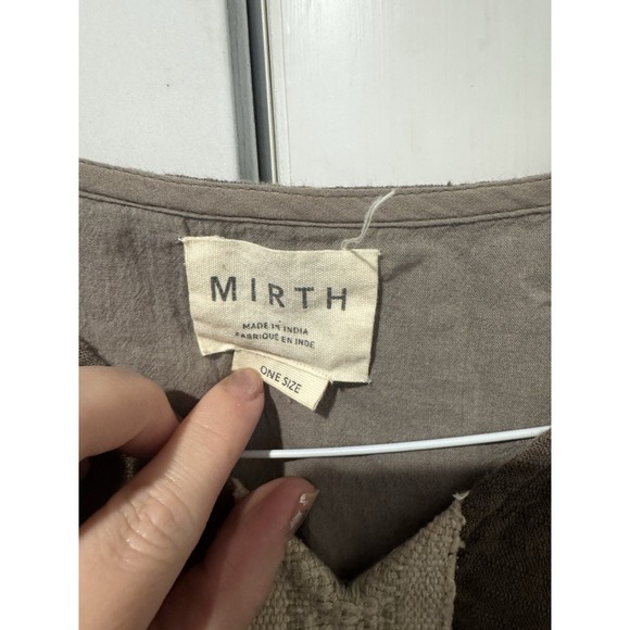 Mirth Women's Brown Cotton Gauze Tunic OS Boho Kaftan Top Earthy Natural India - Picture 3 of 10